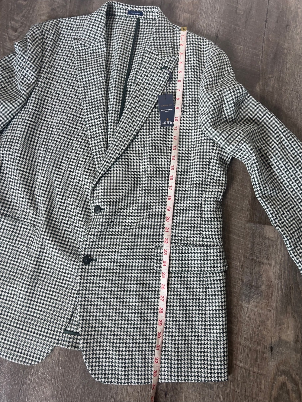 Stafford Classic Green Houndstooth Sport Coat-Size 48L - Picture 8 of 13